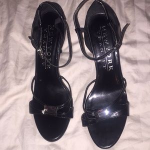 Jeweled black strappy heels